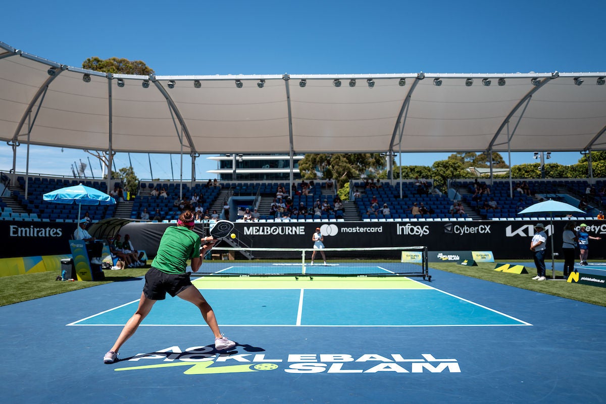 January 25: A general view of AO Pickleball Slam at Show Court 3 at the Australian Open at Melbourne Park on Saturday, January 25, 2025. Photo by TENNIS AUSTRALIA/ MARK PETERSON