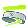 A dark green outlined illustration of a headband with a pickleball on it. A green line is zig zagging through it.